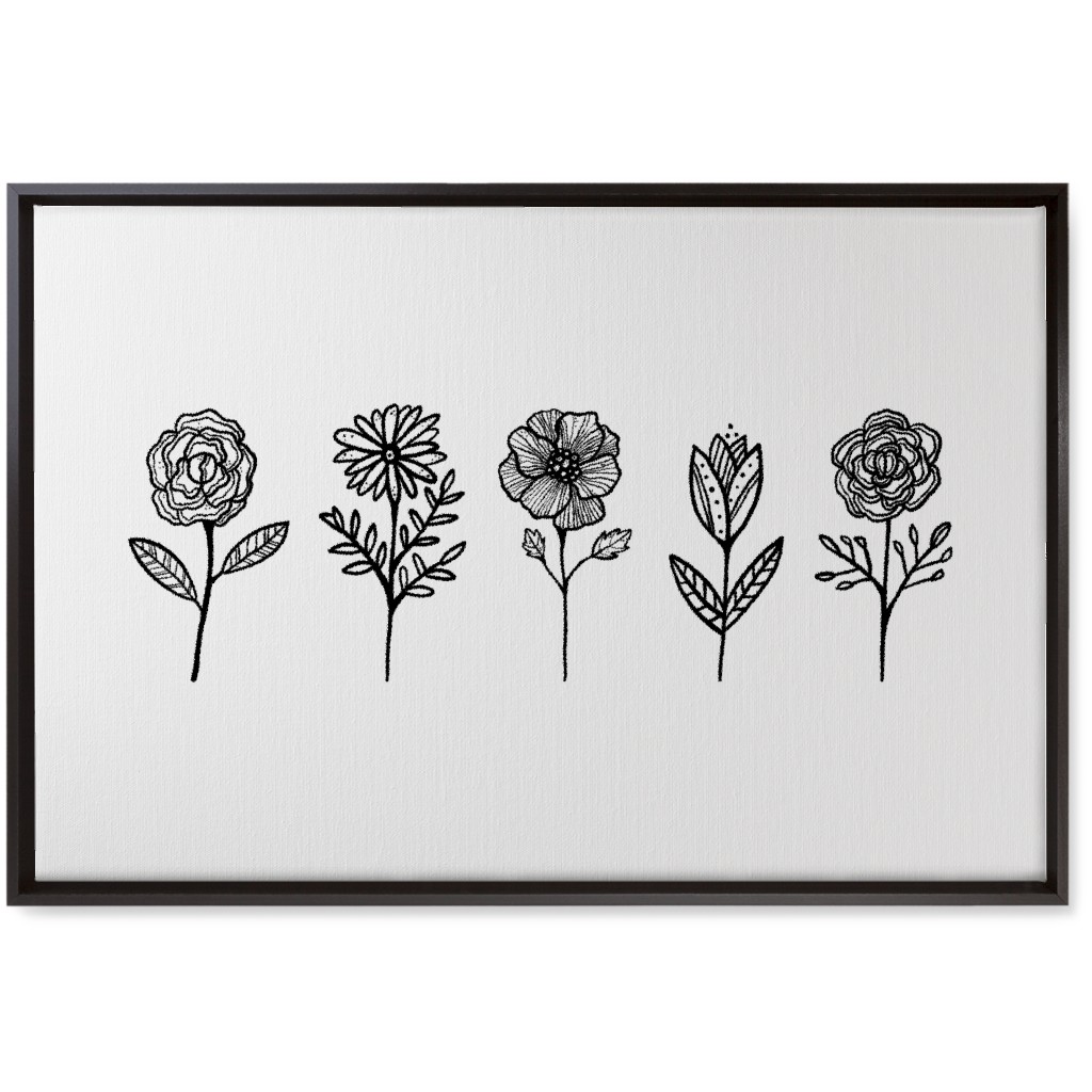 Floral Studies - Black and White Wall Art, Black, Single piece, Canvas, 20x30, White