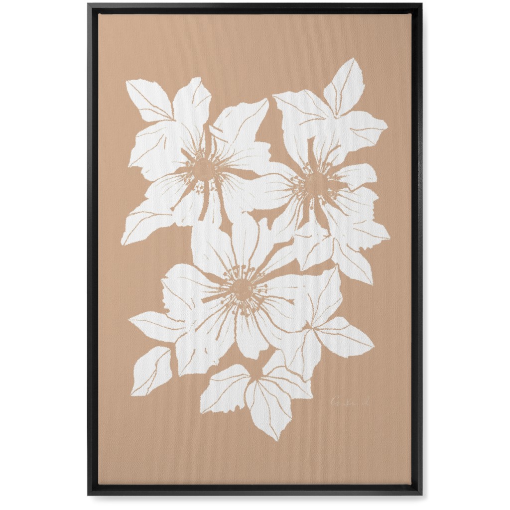 Botanical Big Anemones Wall Art, Black, Single piece, Canvas, 20x30, Beige, Alpaca