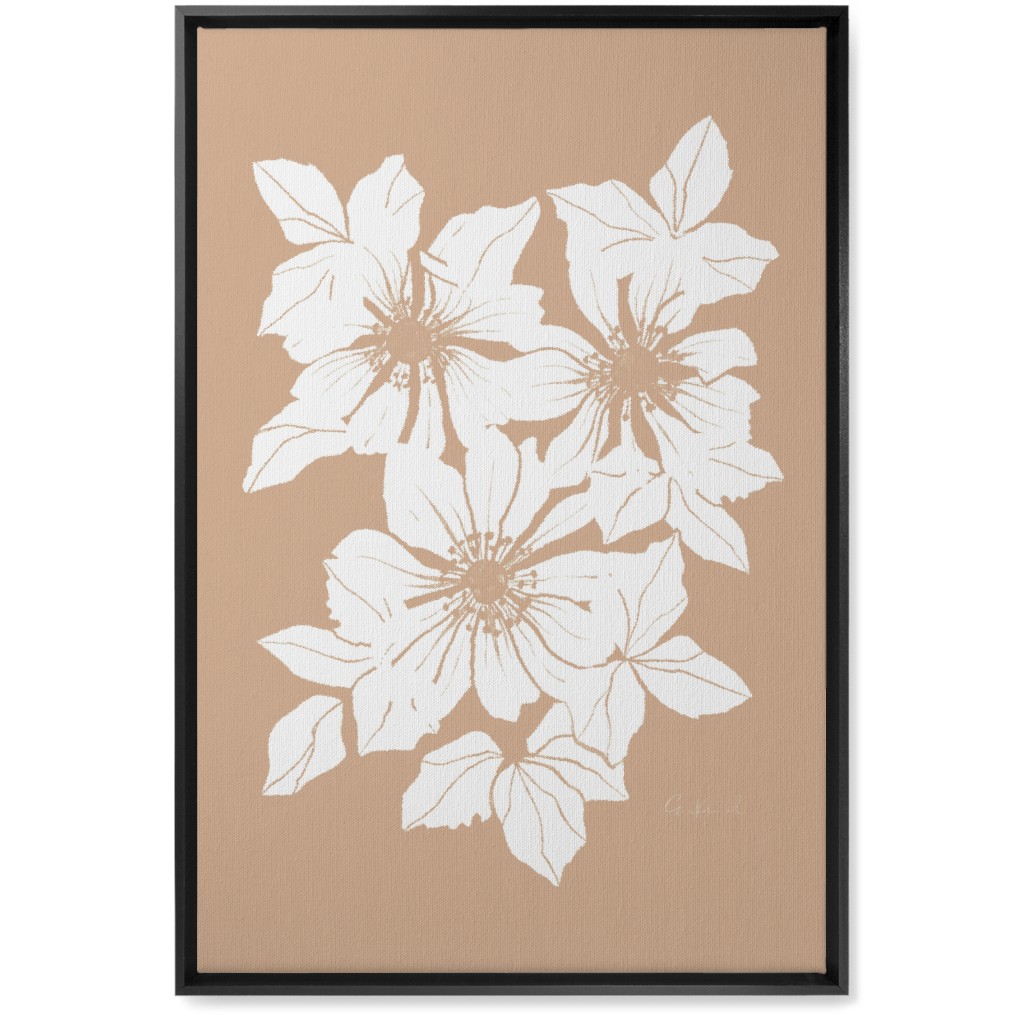 Botanical Big Anemones Wall Art, Black, Single piece, Canvas, 20x30, Beige