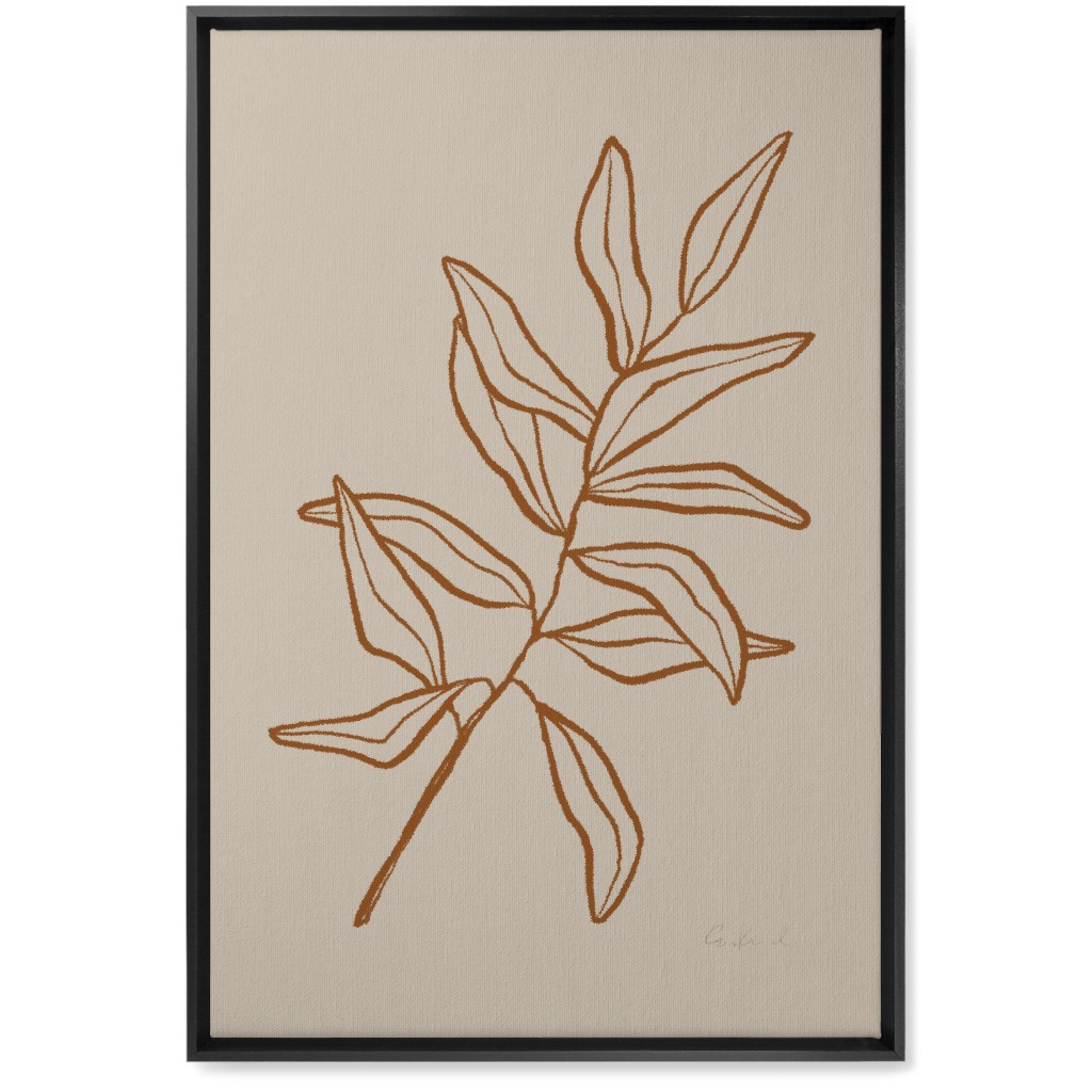 Botanical Eucalyptus Wall Art, Black, Single piece, Canvas, 20x30, Beige, Golden