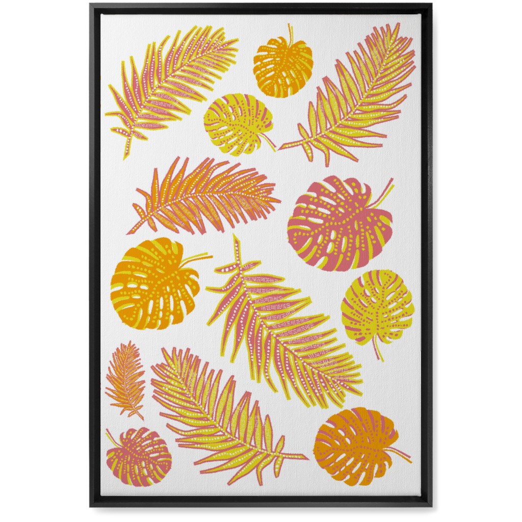 Optimistic Tropical Leaves - Multi Wall Art, Black, Single piece, Canvas, 20x30, Orange, Orange