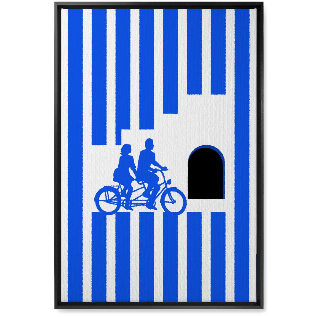 Riders Minimal Artwork - Blue Wall Art, Black, Single piece, Canvas, 20x30, Blue, True Blue