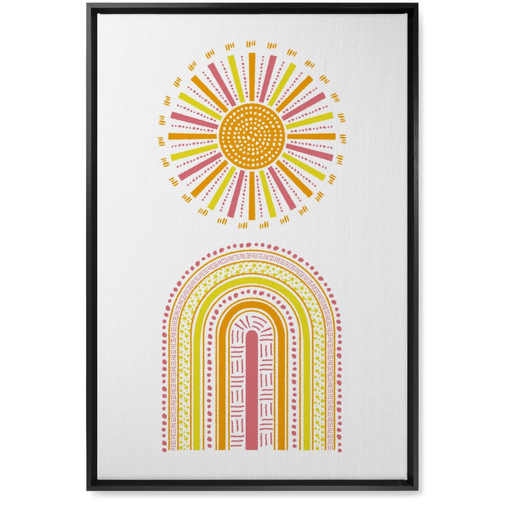 Boho Rainbow and Sun - Warm Wall Art, Black, Single piece, Canvas, 20x30, Multicolor