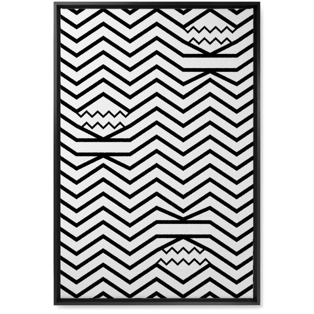 Wavy Lines - Black and White Wall Art, Black, Single piece, Canvas, 20x30, Black, Black