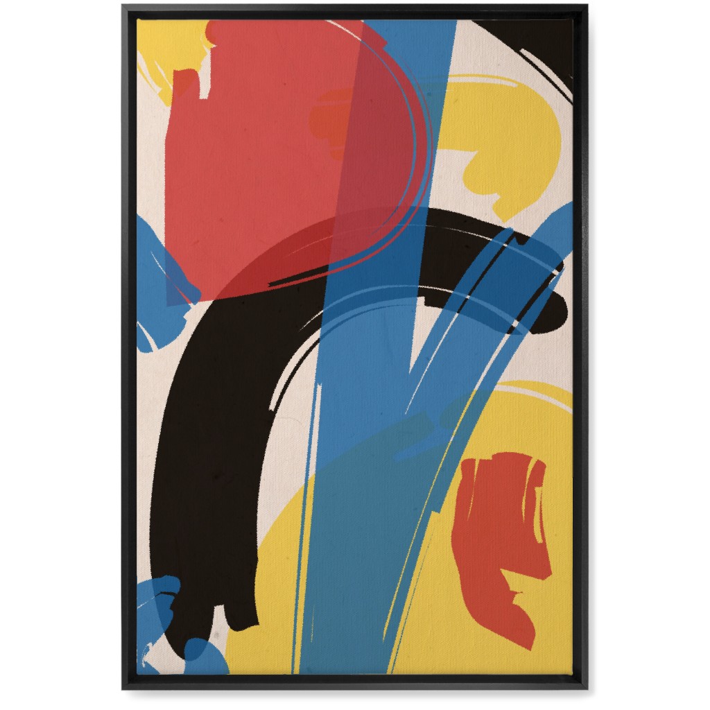 Primary Painterly Abstract - Multi Wall Art, Black, Single piece, Canvas, 20x30, Multicolor