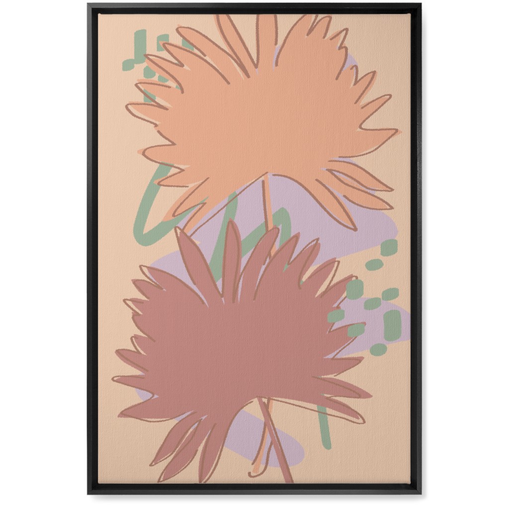 Modern Sabal Palm - Pink Wall Art, Black, Single piece, Canvas, 20x30, Orange