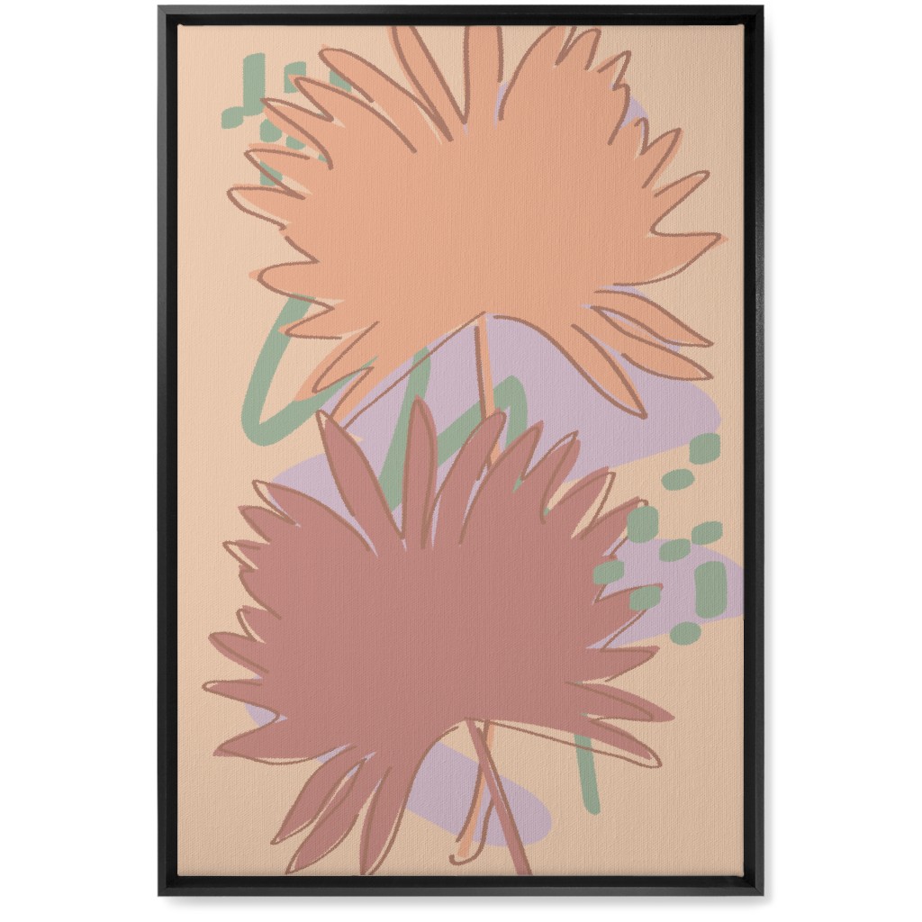 Modern Sabal Palm - Pink Wall Art, Black, Single piece, Canvas, 20x30, Orange, Orange