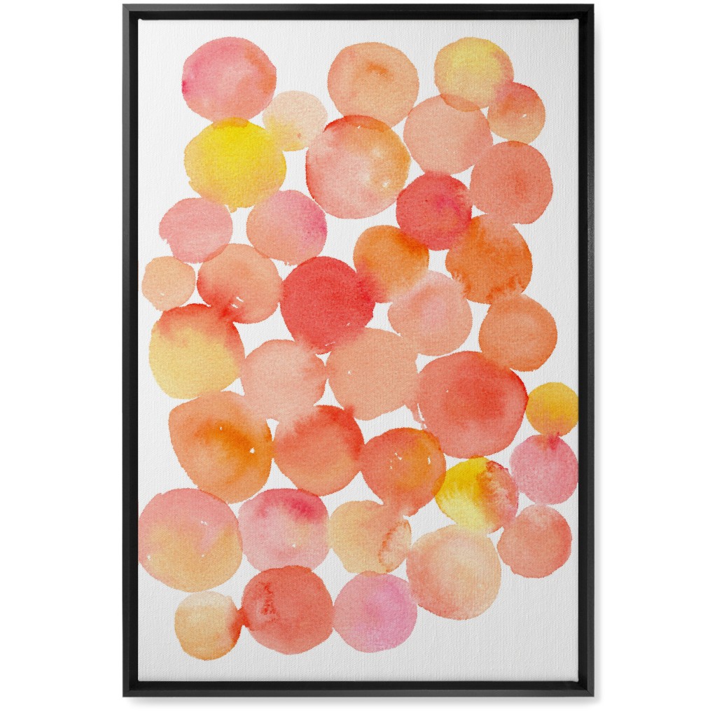 Watercolor Circles Wall Art, Black, Single piece, Canvas, 20x30, Orange, Dusk Pink
