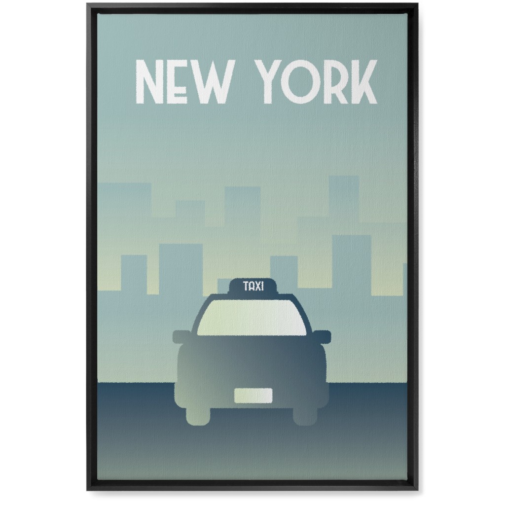 New York City Taxi Wall Art, Black, Single piece, Canvas, 20x30, Green