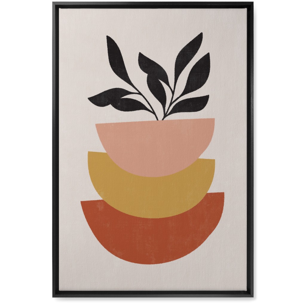 Earthen Plants - Terracotta Wall Art, Black, Single piece, Canvas, 20x30, Orange, Orange