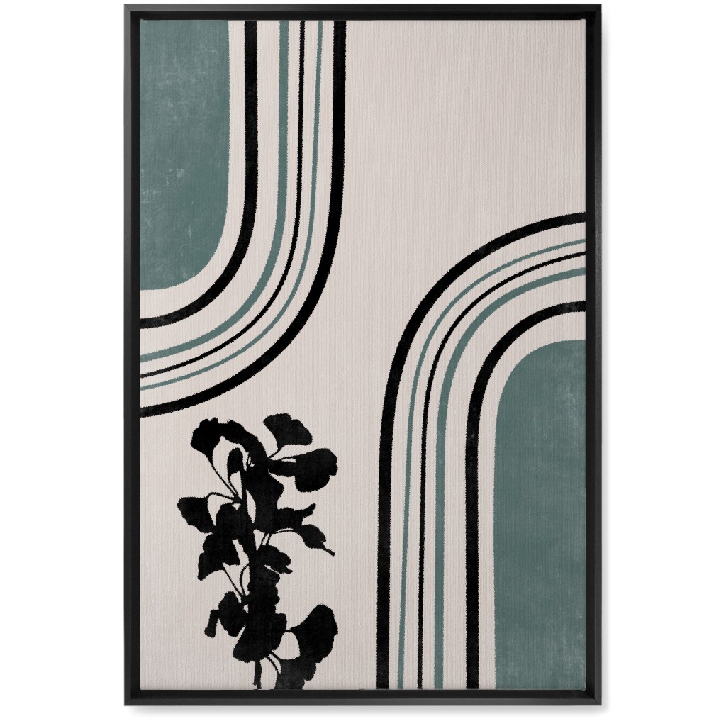 Modern Garden Pathway - Green and Ivory Wall Art, Black, Single piece, Canvas, 20x30, Green, Classic Green