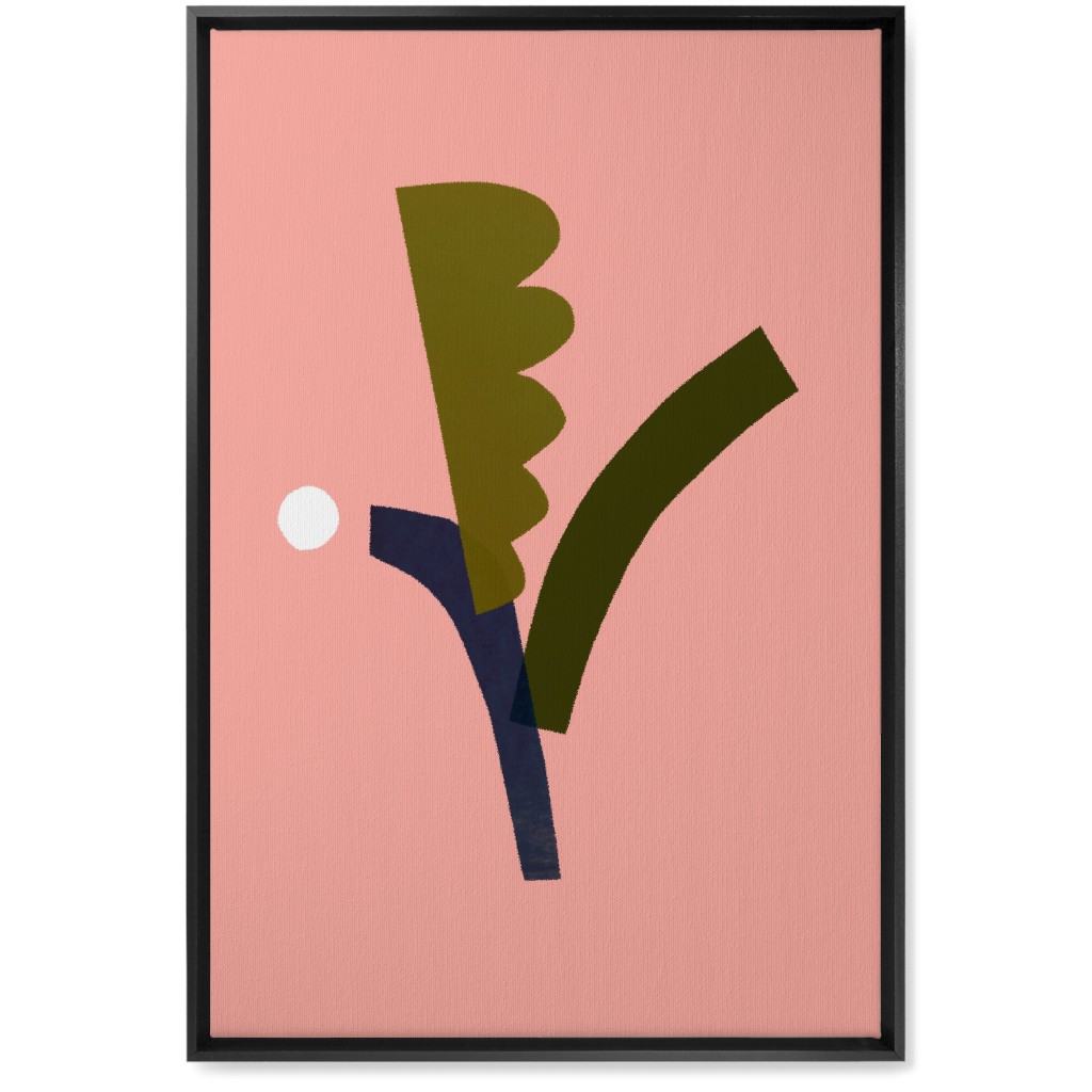 Leaves - Pink Wall Art, Black, Single piece, Canvas, 20x30, Pink