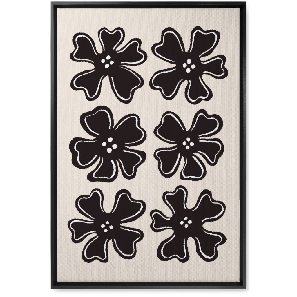 Button Flowers Wall Art, Black, Single piece, Canvas, 20x30, Black