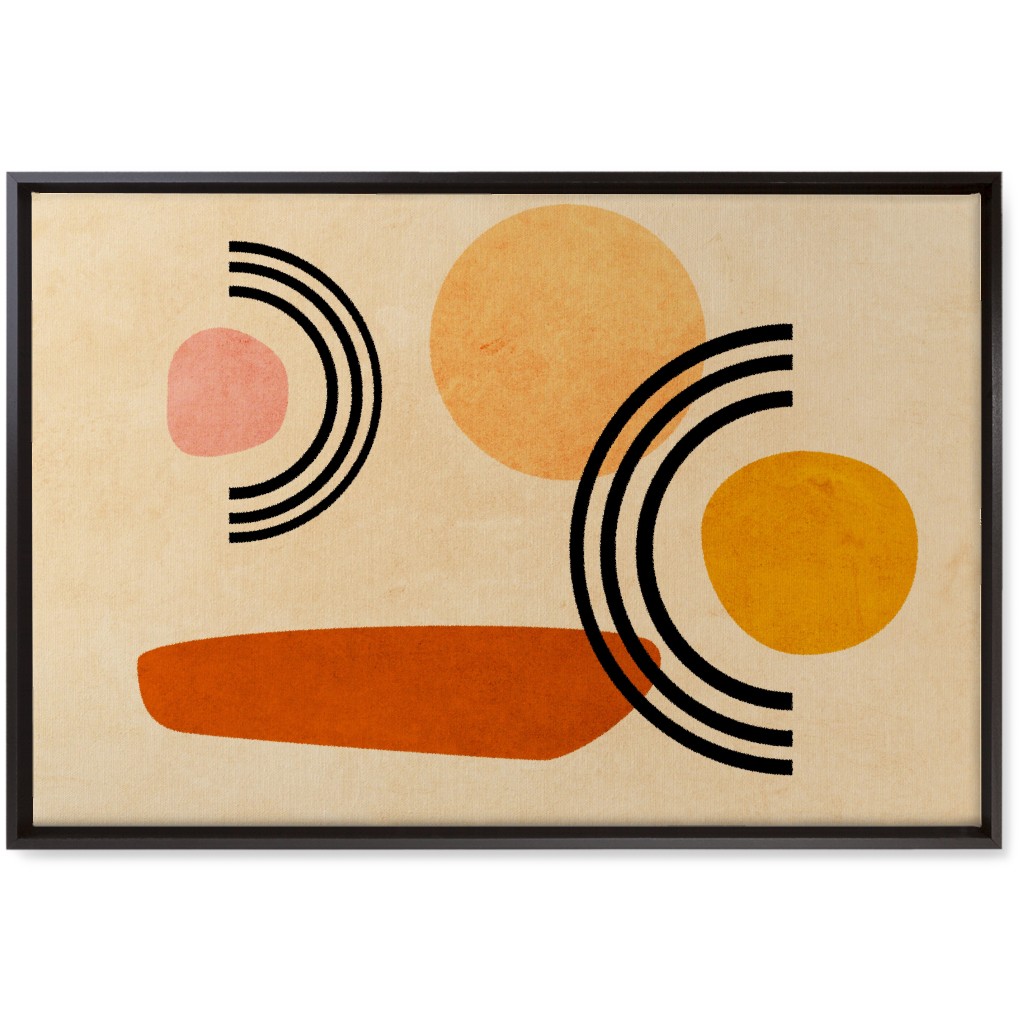 Cups & Saucers Abstract Wall Art, Black, Single piece, Canvas, 20x30, Orange, Creamsicle