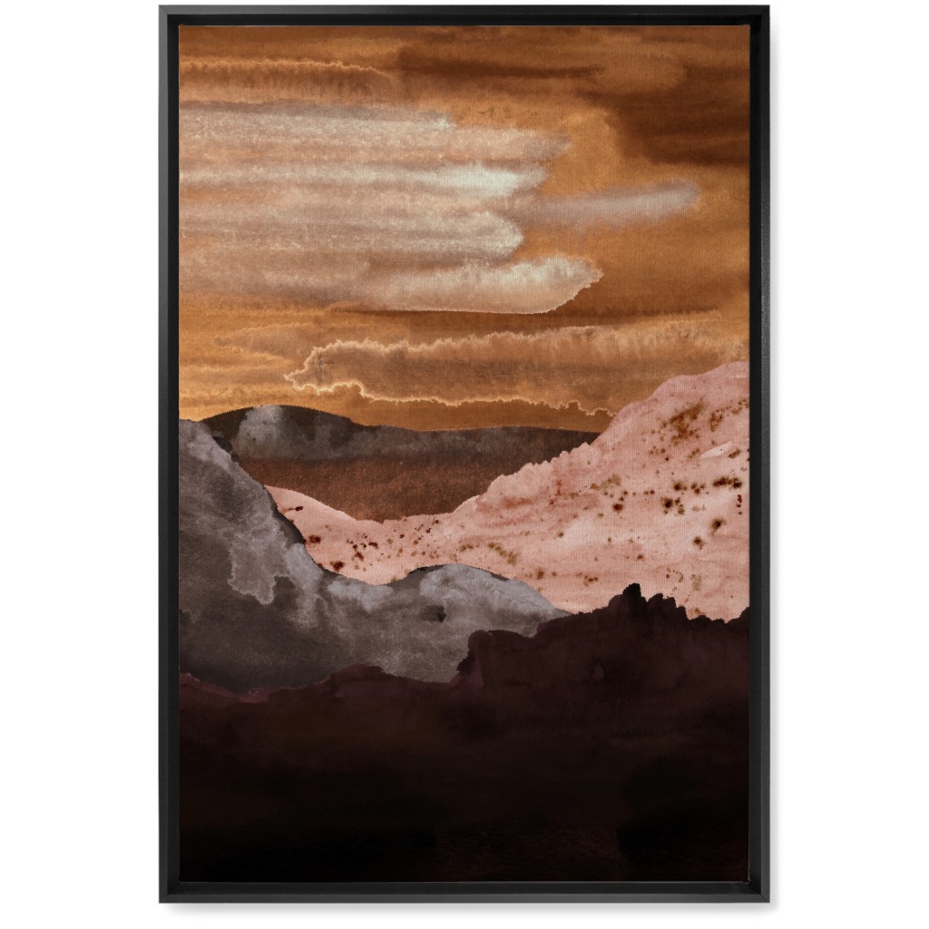 Canyon Sunset Wall Art, Black, Single piece, Canvas, 20x30, Orange