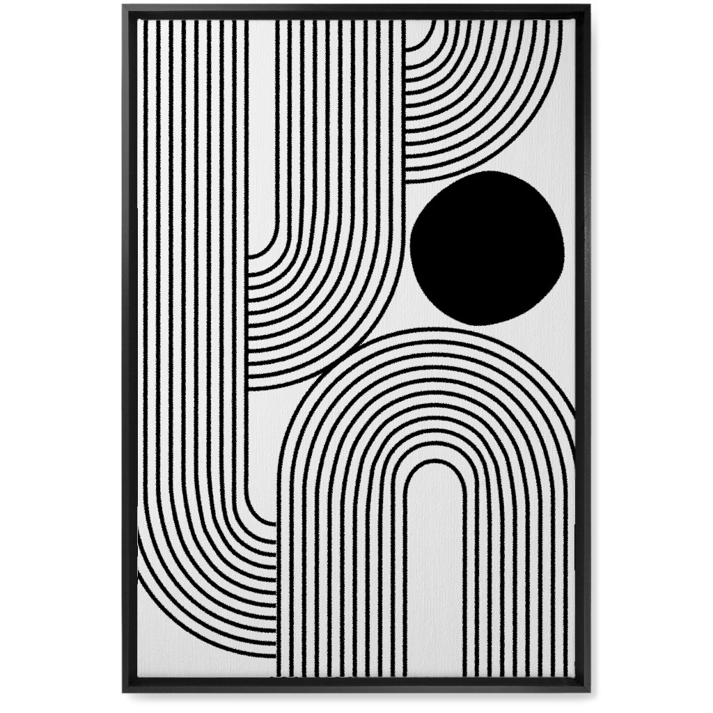 Rising Sun Minimal Geometric Lines Wall Art, Black, Single piece, Canvas, 20x30, Black, Rich Black