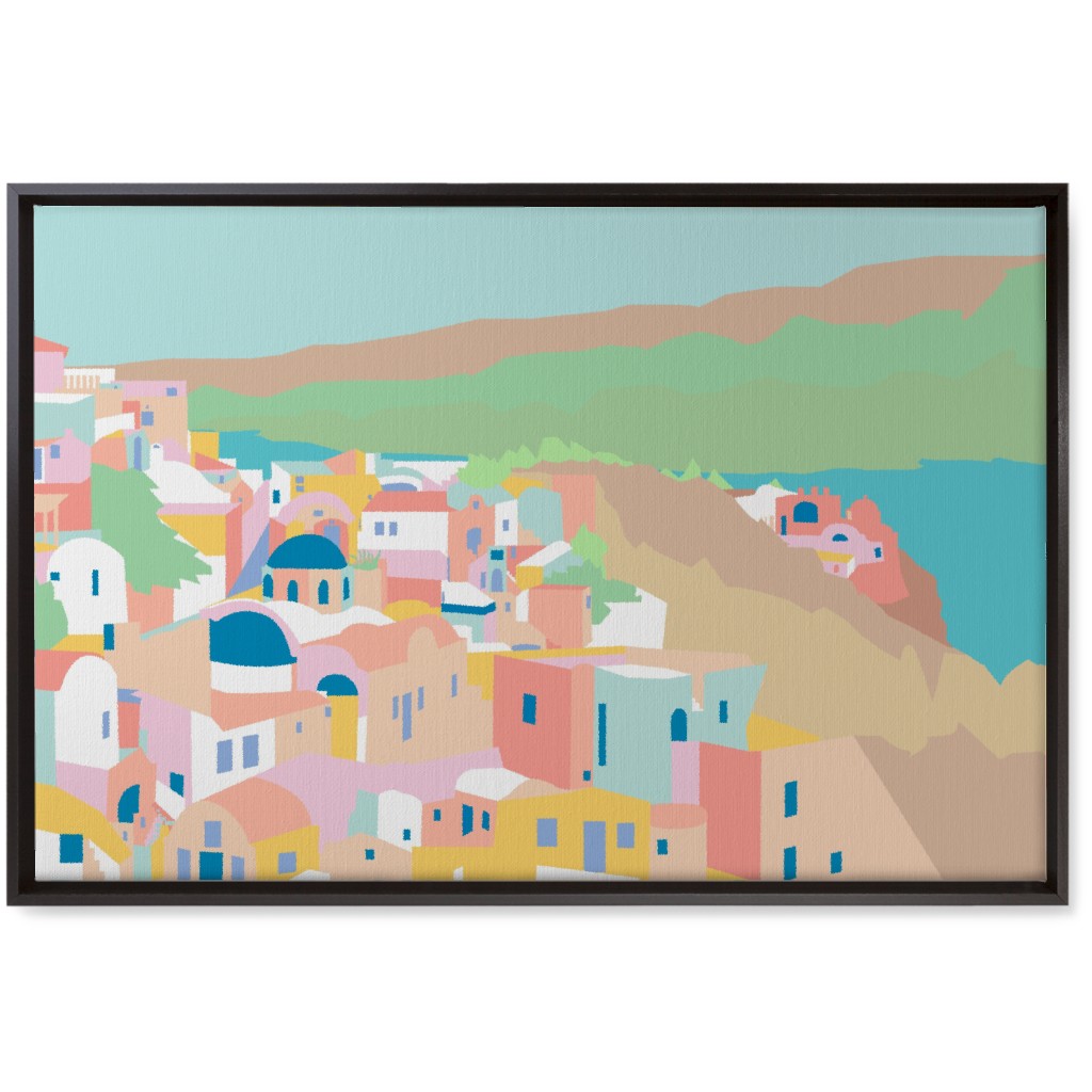 Santorini Sunset - Multi Wall Art, Black, Single piece, Canvas, 20x30, Multicolor
