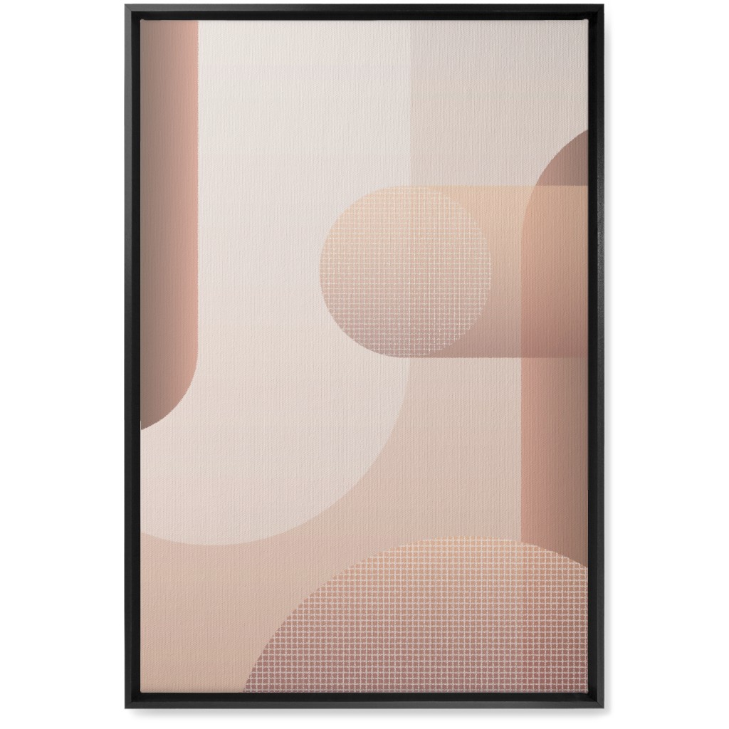 Geometric Curves - Neutral Wall Art, Black, Single piece, Canvas, 20x30, Pink, Bright Pink