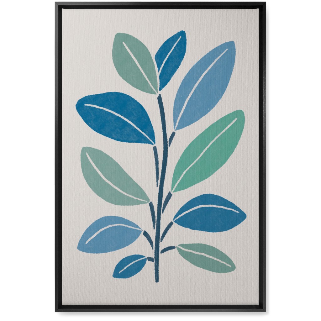 Plant Branch Wall Art, Black, Single piece, Canvas, 20x30, Blue, Silver Lake