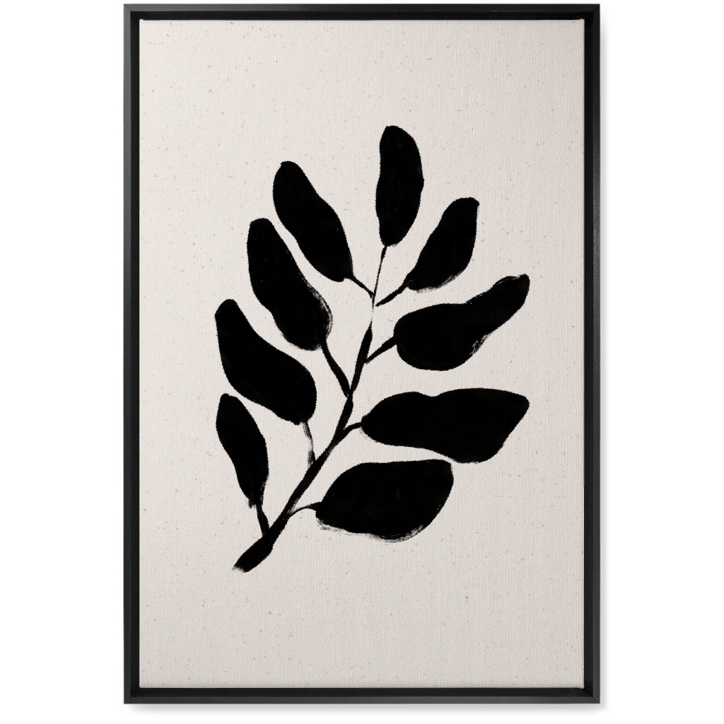 Acryl Leaf - Neutral Wall Art, Black, Single piece, Canvas, 20x30, Beige, Pearl
