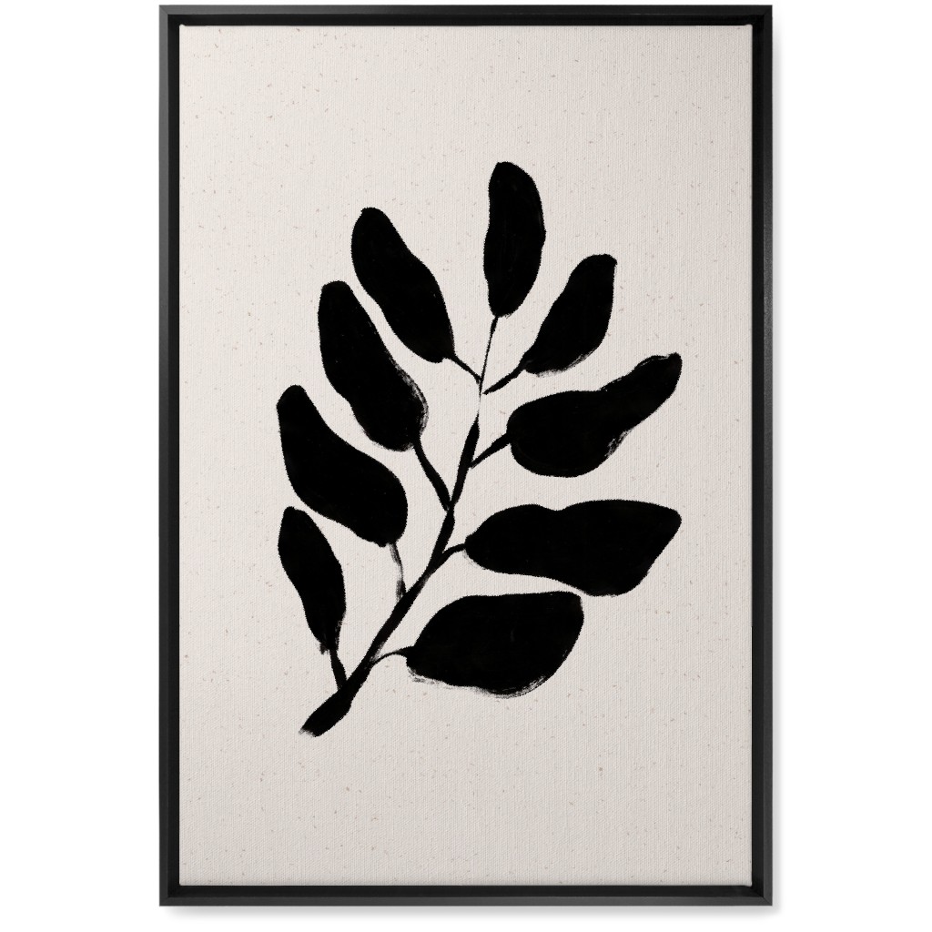 Acryl Leaf - Neutral Wall Art, Black, Single piece, Canvas, 20x30, Beige