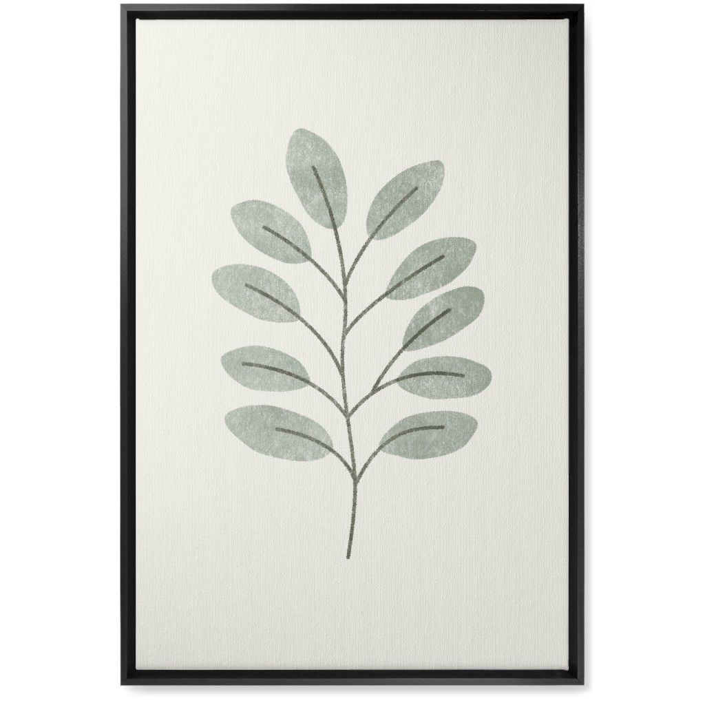Botanical Greenery - Green Wall Art, Black, Single piece, Canvas, 20x30, Gray