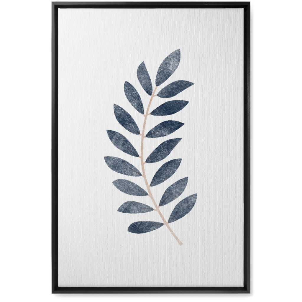 Botanical Leaf Ii Wall Art, Black, Single piece, Canvas, 20x30, Blue