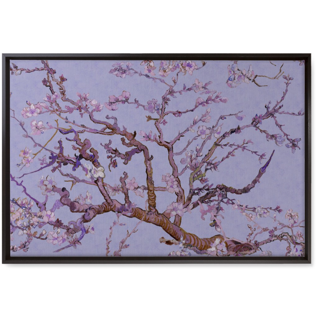Almond Blossom - Purple Wall Art, Black, Single piece, Canvas, 20x30, Purple, Purple