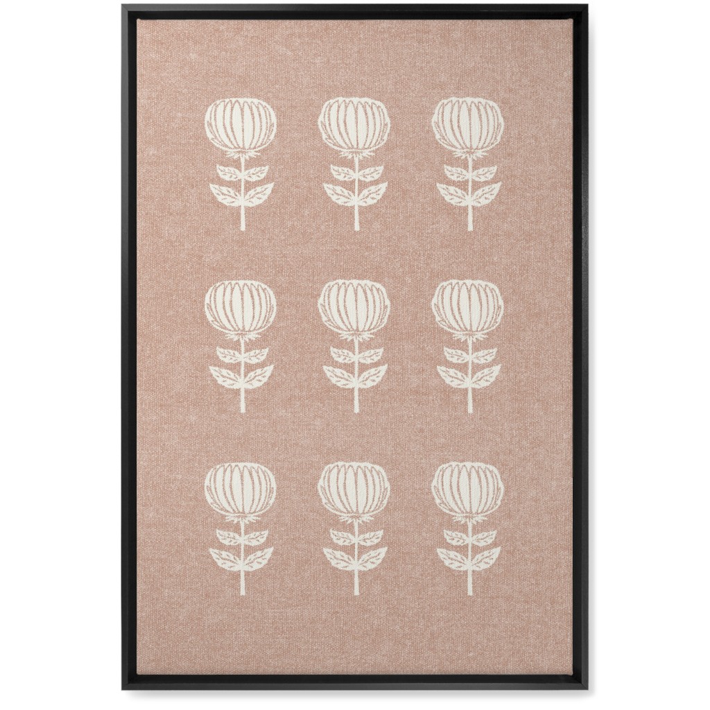 Block Print Floral Wall Art, Black, Single piece, Canvas, 20x30, Pink, Alpaca