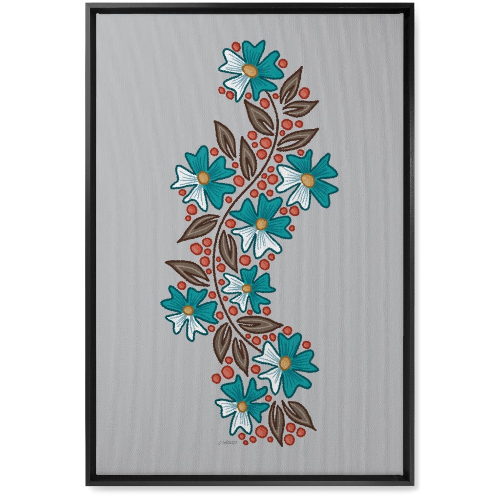 Floral Swish - Multi Wall Art, Black, Single piece, Canvas, 20x30, Gray