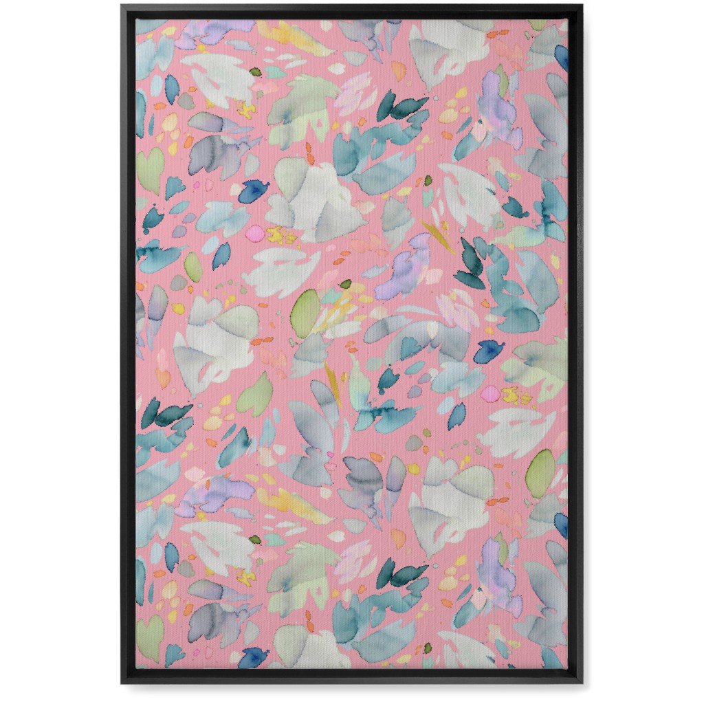 Abstract Petal Flowering Wall Art, Black, Single piece, Canvas, 20x30, Pink, Blush