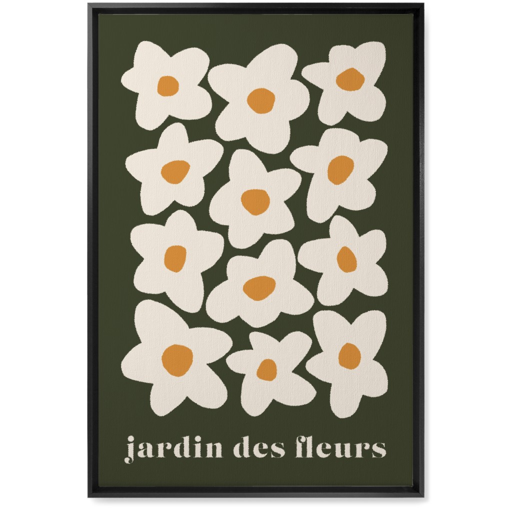 Botanical Graphic Retro Flower Garden Wall Art, Black, Single piece, Canvas, 20x30, Black, Charcoal