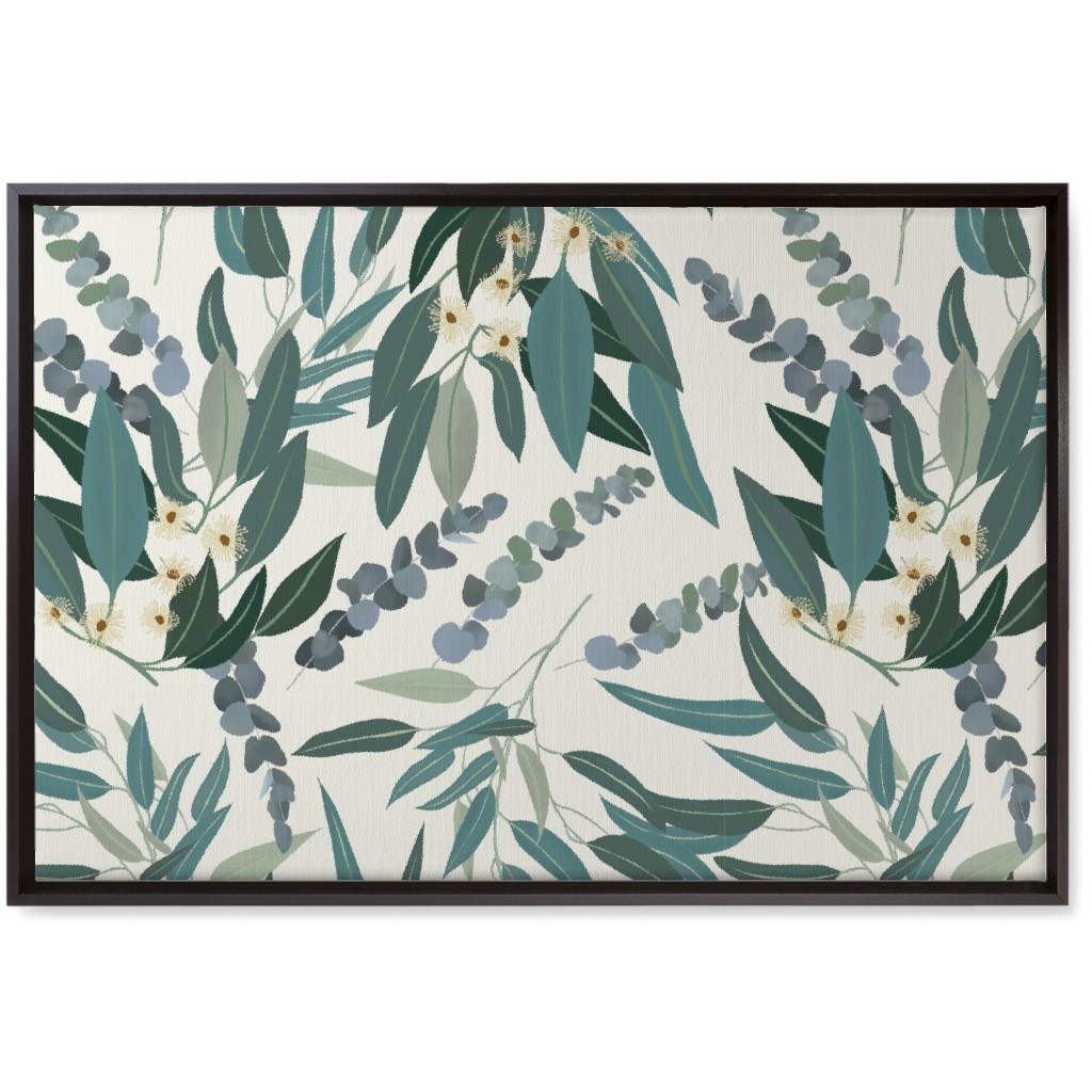Eucalyptus - Green on White Wall Art, Black, Single piece, Canvas, 20x30, Green, Classic Green