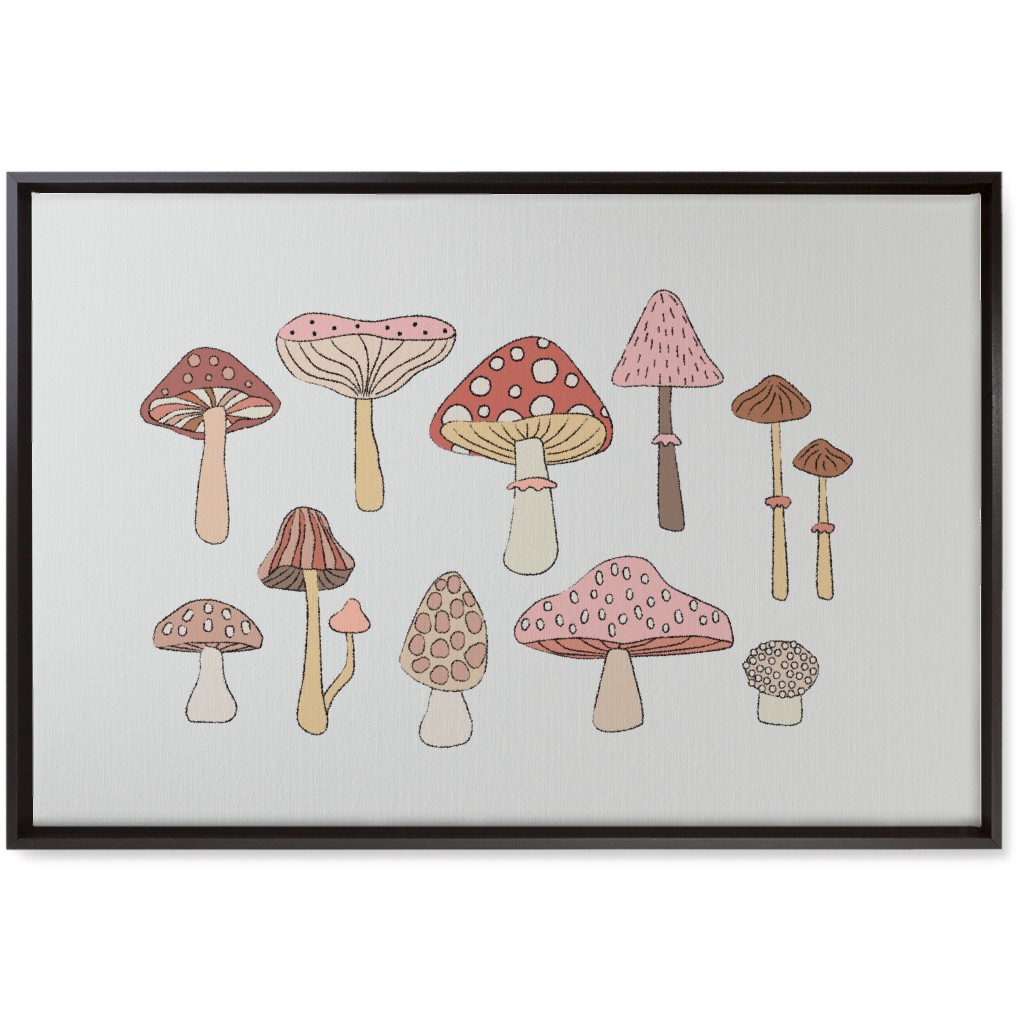 Mushrooms - Blush Wall Art, Black, Single piece, Canvas, 20x30, Pink