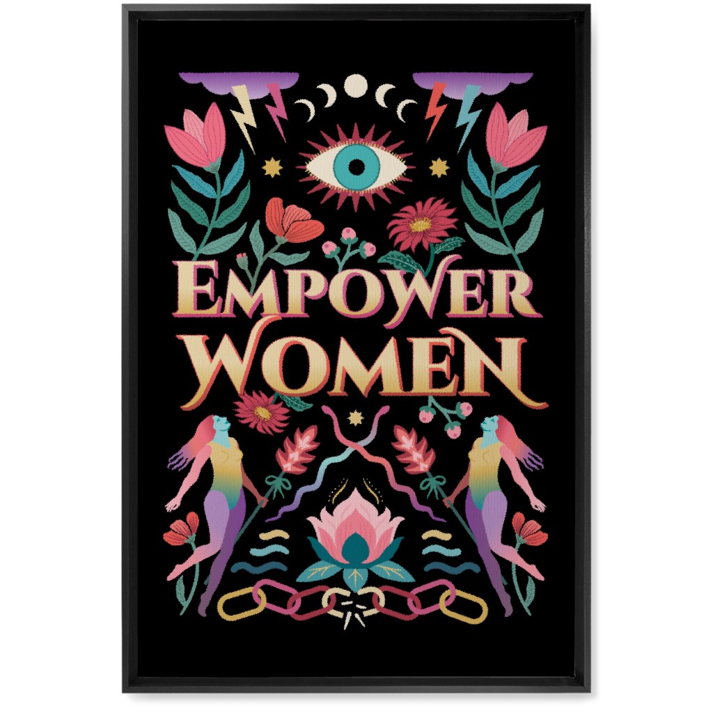Empower - Multi on Black Wall Art, Black, Single piece, Canvas, 20x30, Black, Black