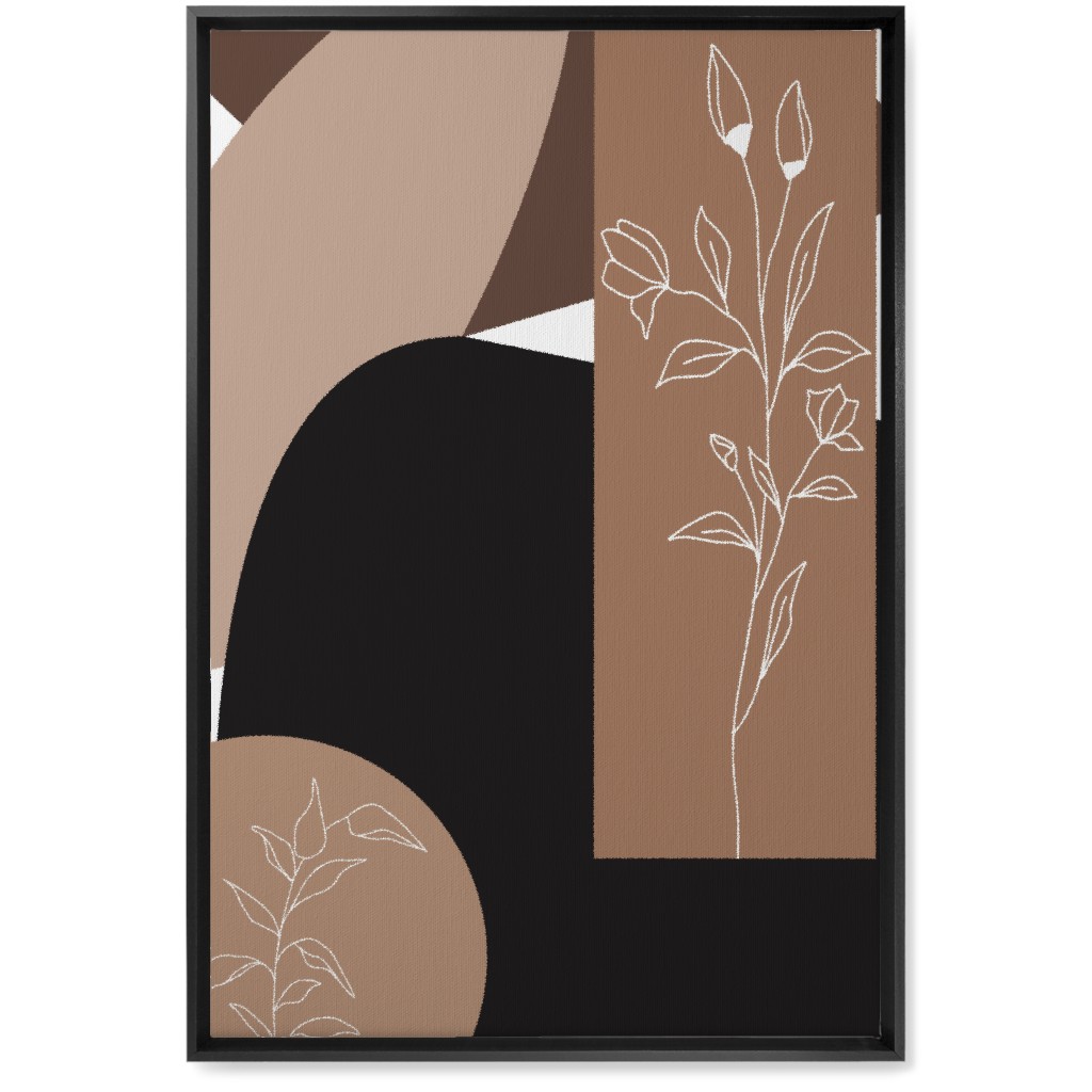 Botanical Abstract - Neutral Wall Art, Black, Single piece, Canvas, 20x30, Beige, Pearl
