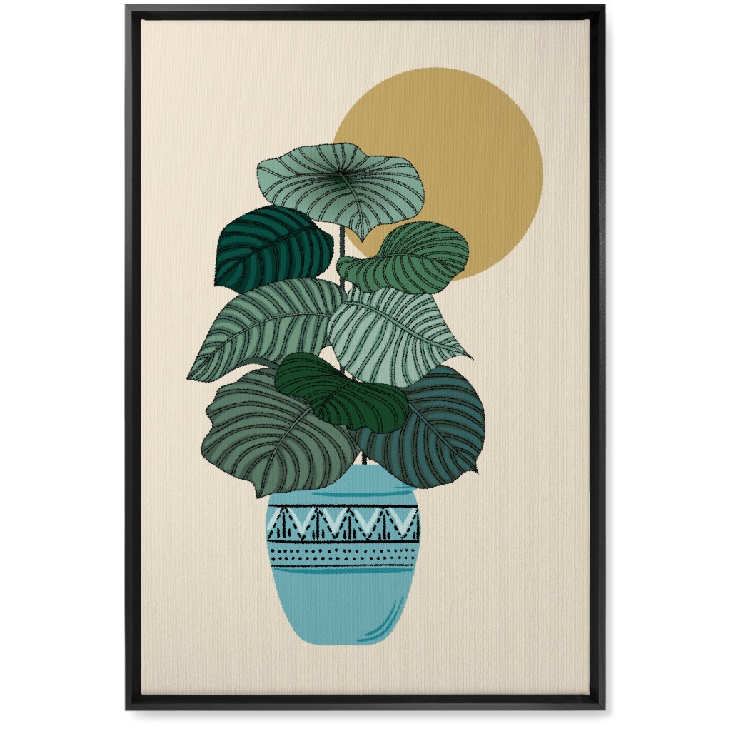 Calla - Green and Beige Wall Art, Black, Single piece, Canvas, 20x30, Green, Classic Green