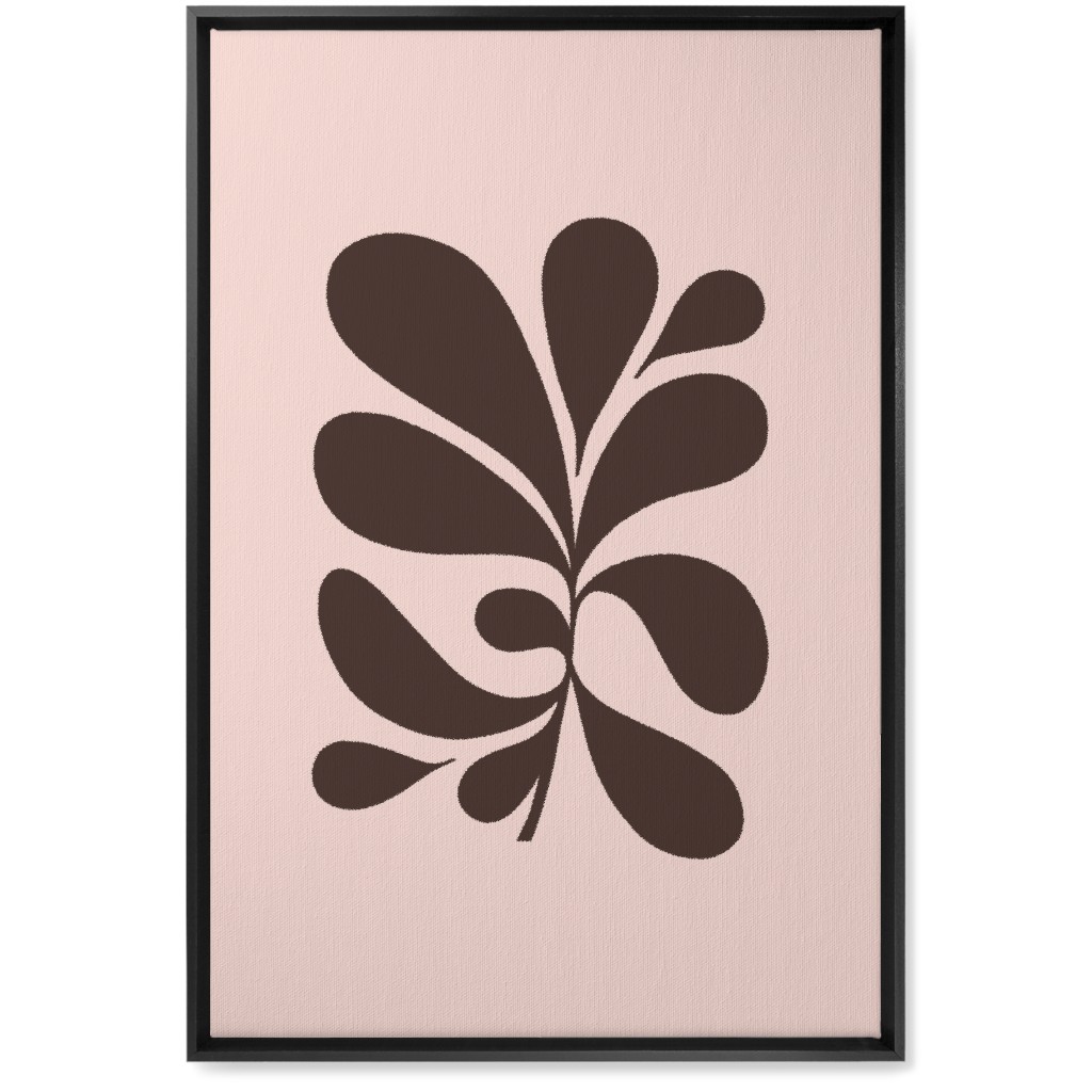 Minimal Foliage - Pink and Brown Wall Art, Black, Single piece, Canvas, 20x30, Pink