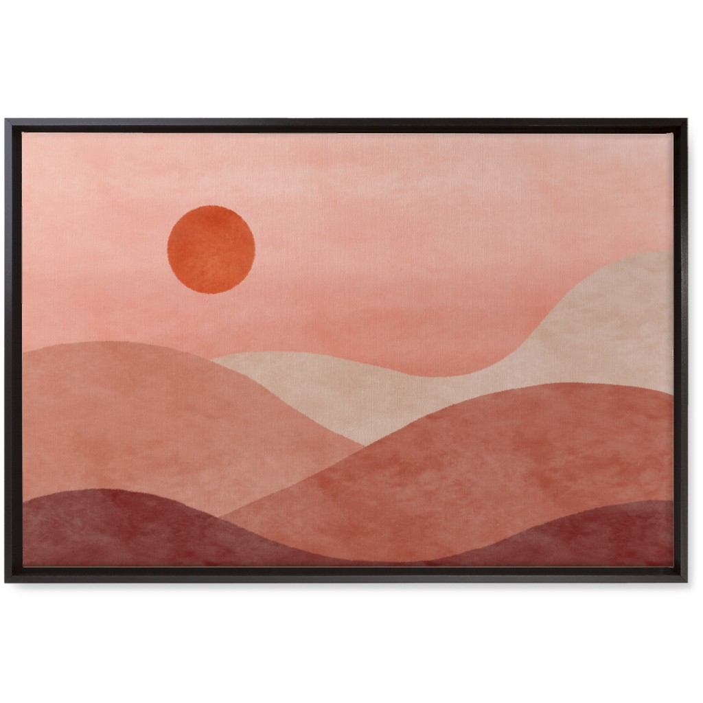 a Desert Sunset - Neutral Wall Art, Black, Single piece, Canvas, 20x30, Pink, Bright Pink