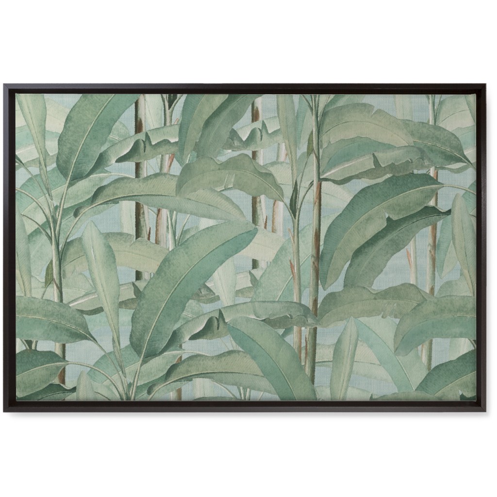 Lush Tropical Leaves Wall Art, Black, Single piece, Canvas, 20x30, Green, Classic Green