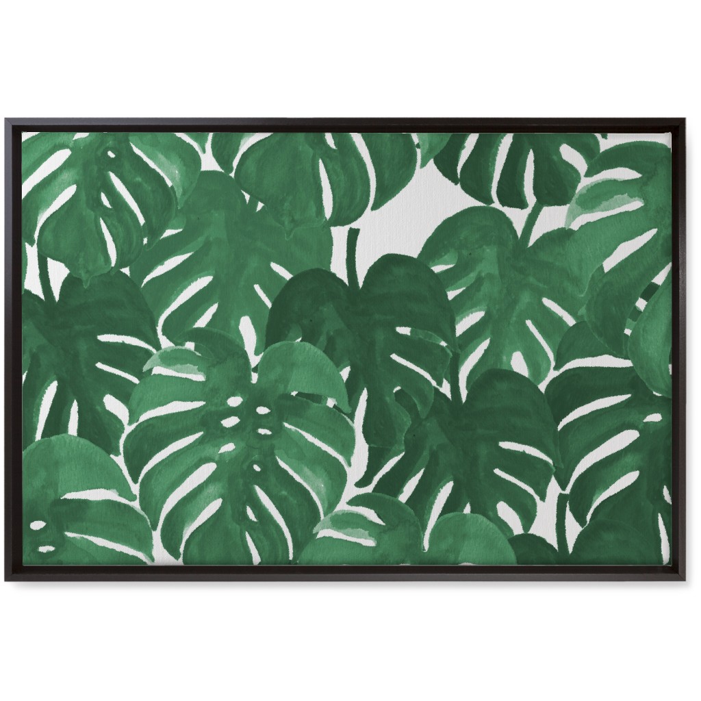 Tropical Palms - Green Wall Art, Black, Single piece, Canvas, 20x30, Green, Classic Green