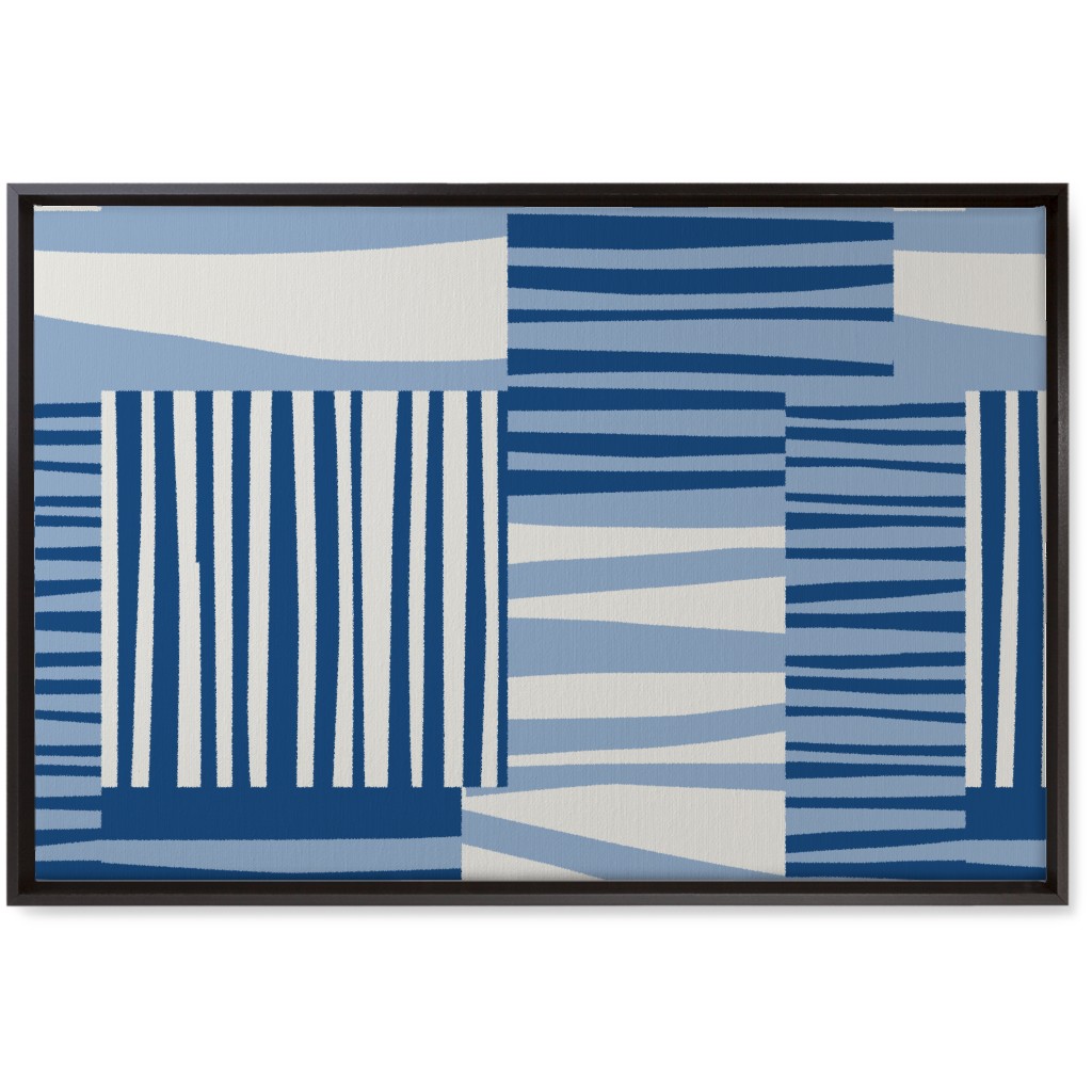 Twiggy Stripes Wall Art, Black, Single piece, Canvas, 20x30, Blue, Light Blue