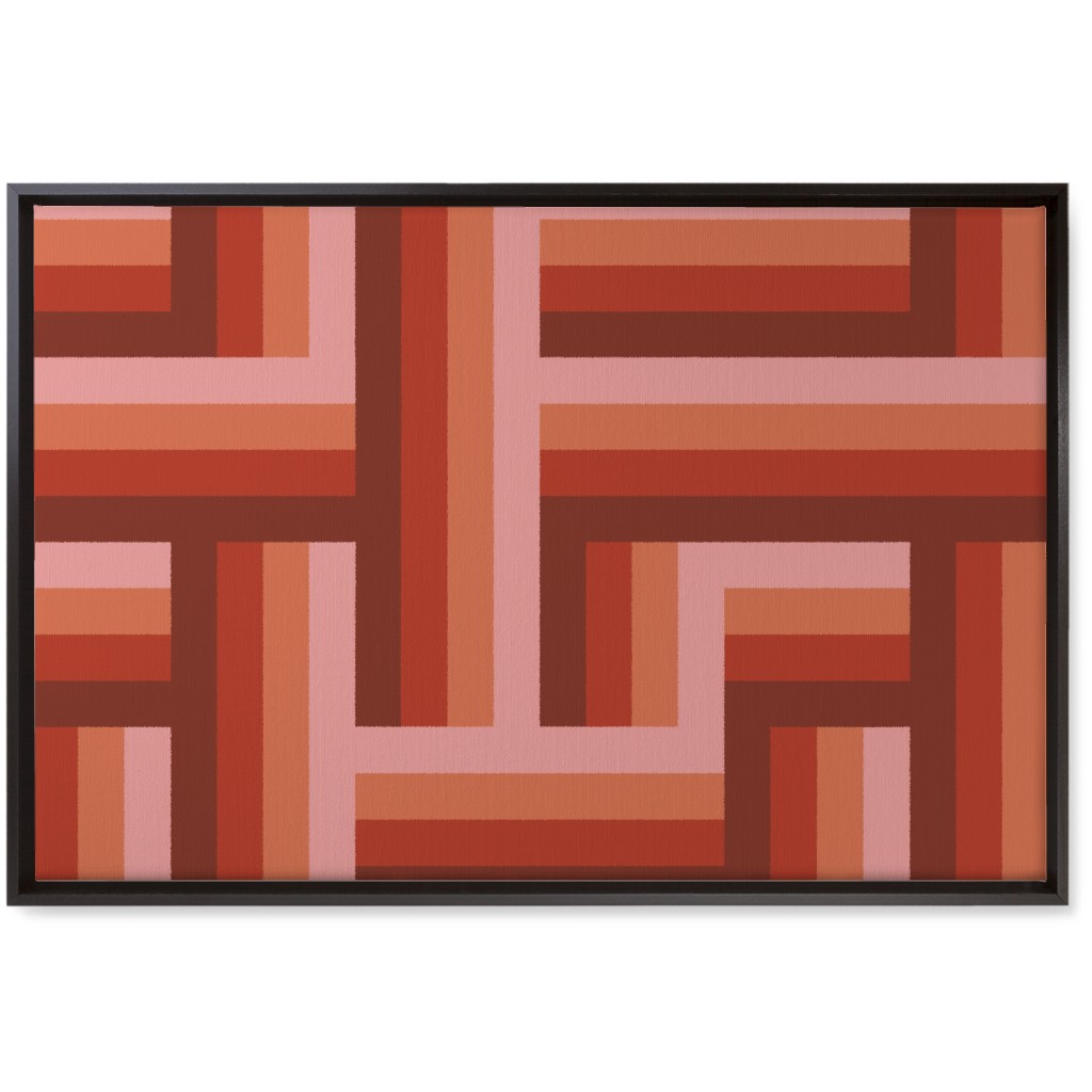 Retro Lattice - Mauve Multi Wall Art, Black, Single piece, Canvas, 20x30, Red