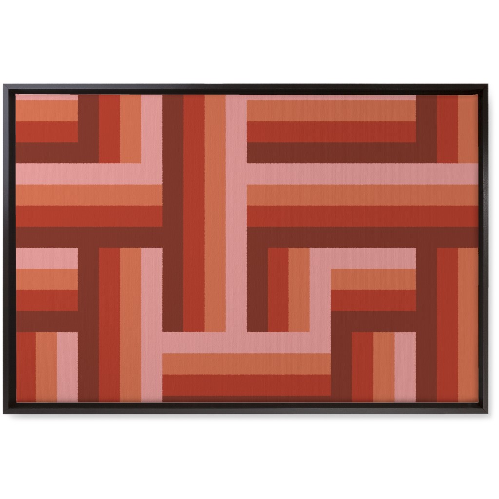 Retro Lattice - Mauve Multi Wall Art, Black, Single piece, Canvas, 20x30, Red, Red