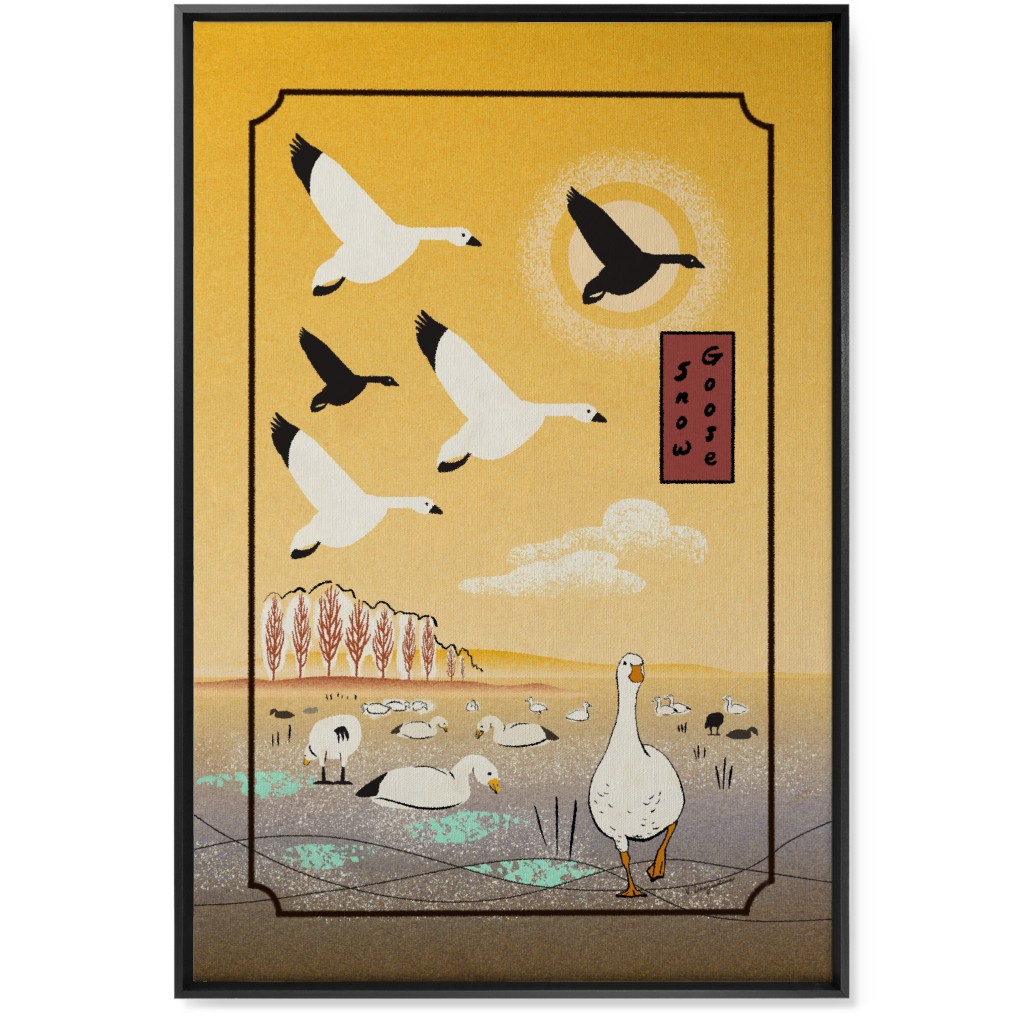 Snow Geese Wall Art, Black, Single piece, Canvas, 24x36, Yellow, Eggyolk
