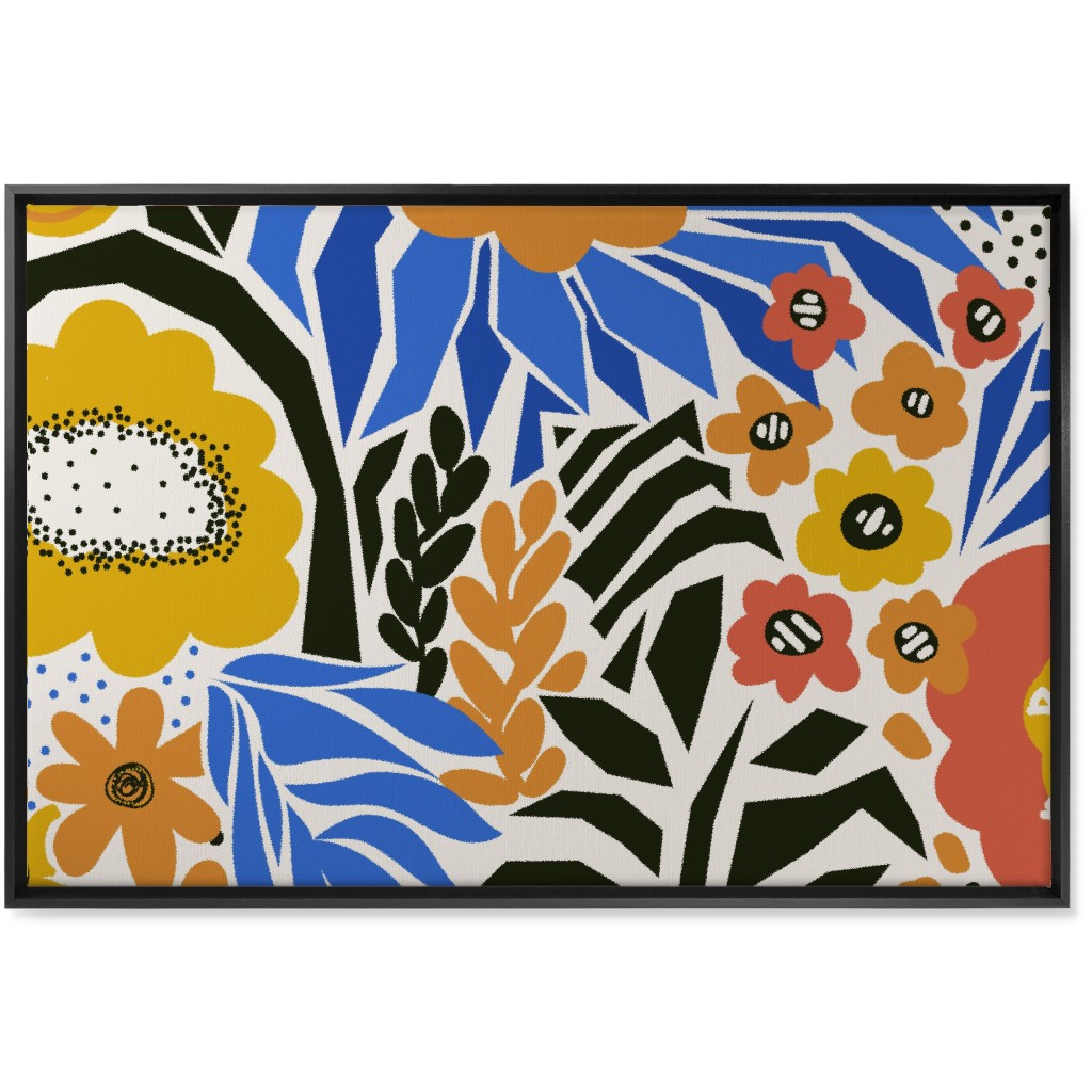 Papercut Flowers - Multi Wall Art, Black, Single piece, Canvas, 24x36, Multicolor