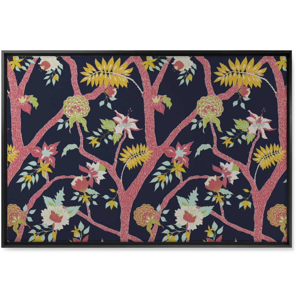 Peony Branches - Multi Wall Art, Black, Single piece, Canvas, 24x36, Multicolor