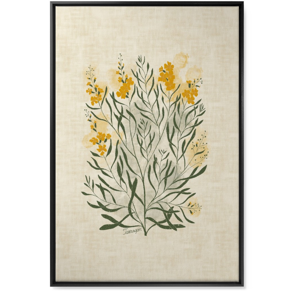 Tarragon - Botanical Illustration Wall Art, Black, Single piece, Canvas, 24x36, Beige