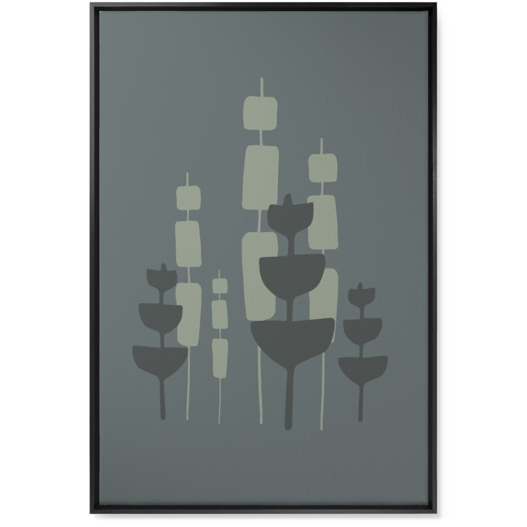 Cattail & Pods Wall Art, Black, Single piece, Canvas, 24x36, Gray