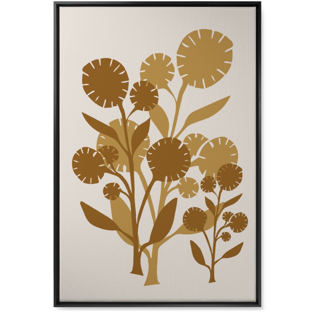 Abstract Flower Wall Art, Black, Single piece, Canvas, 24x36, Brown